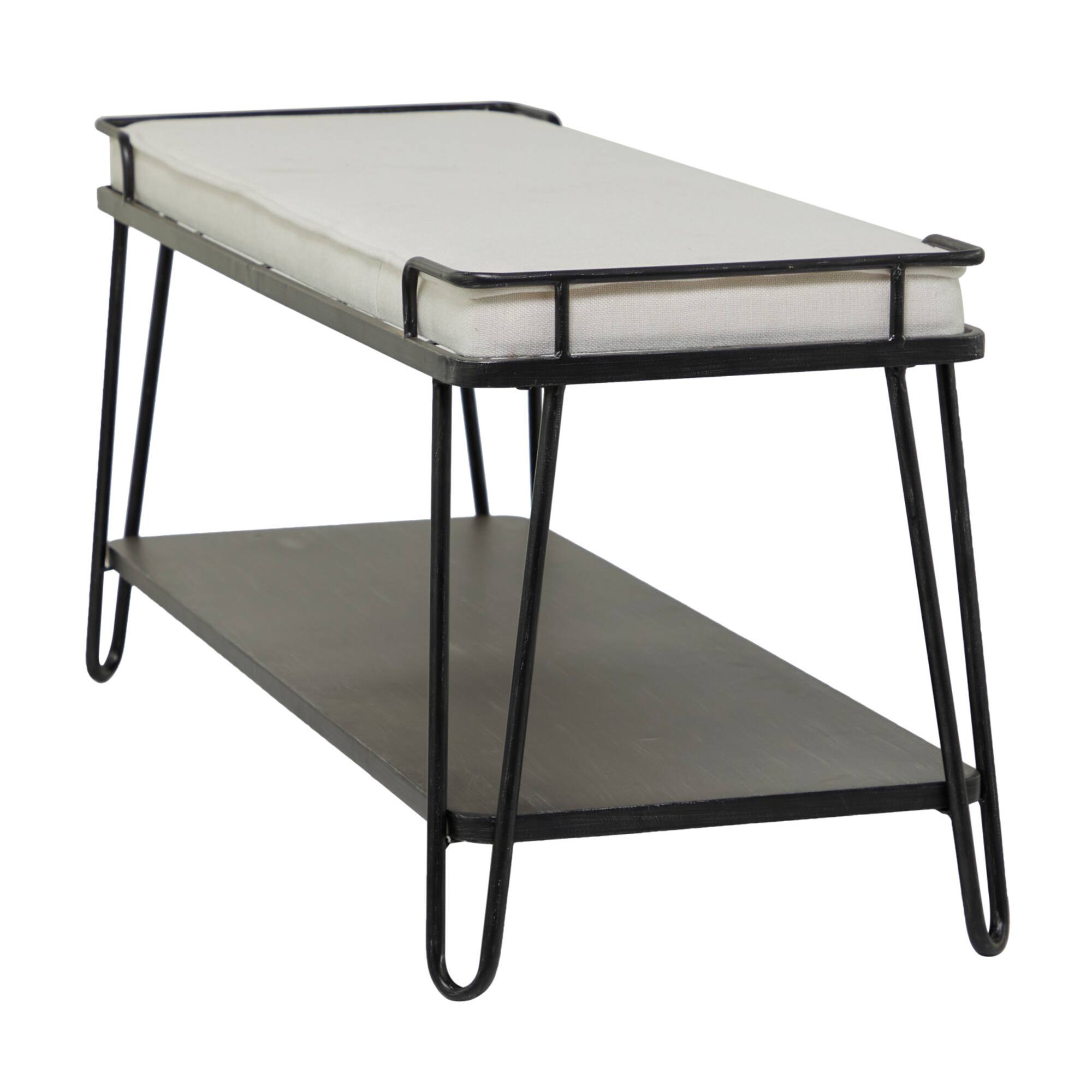 49" Black Metal Industrial Bench
